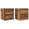  2 db antik fa színű falra szerelhető éjjeliszekrény 38x34x40 cm