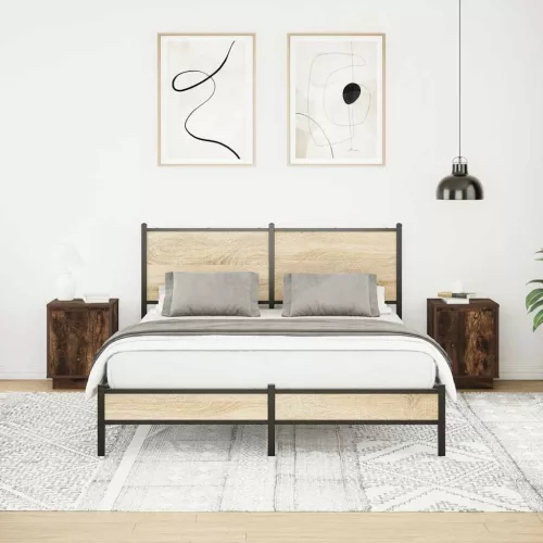  2 db füstölt tölgy éjjeliszekrények LED világítással 38x34x50cm