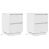  2 db fehér éjjeliszekrények LED világítással 38x34x50 cm