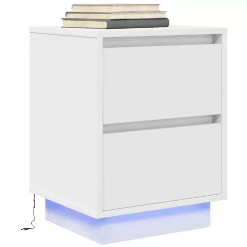  2 db fehér éjjeliszekrények LED világítással 38x34x50 cm