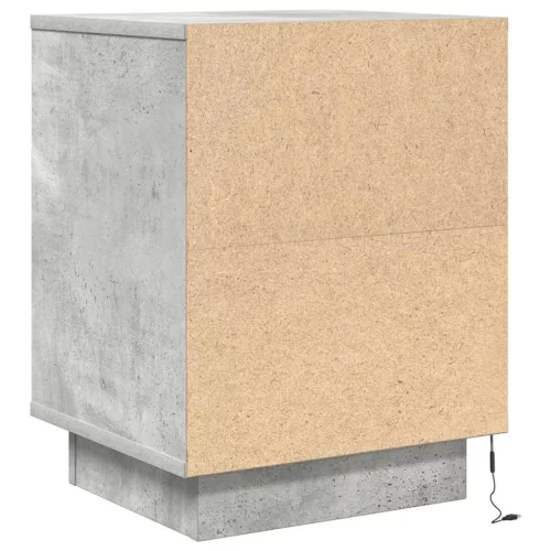  betonszürke éjjeliszekrény LED-világítással 38x34x50 cm