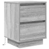  2 db szürke sonoma éjjeliszekrények LED világítással 38x34x50cm