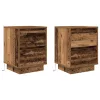  2 db antik fa éjjeliszekrények LED világítással 38x34x50 cm