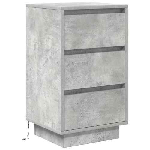  betonszürke éjjeliszekrény LED-világítással 38x34x65 cm