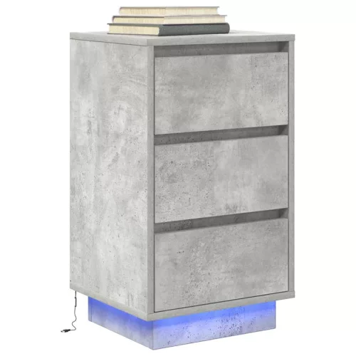  betonszürke éjjeliszekrény LED-világítással 38x34x65 cm