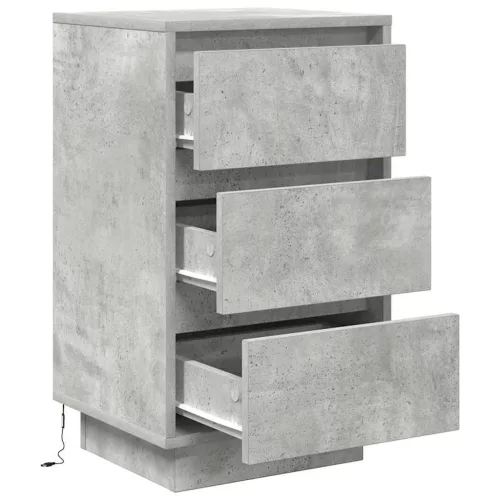  betonszürke éjjeliszekrény LED-világítással 38x34x65 cm