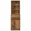  antik fa színű szerelt fa éjjeliszekrény 39x35x125 cm