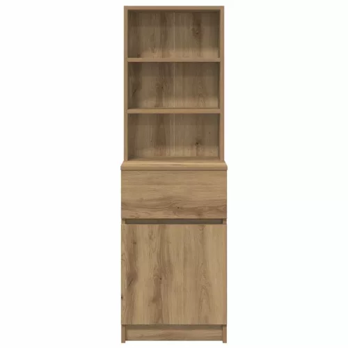  kézműves tölgy színű szerelt fa éjjeliszekrény 39x35x125 cm