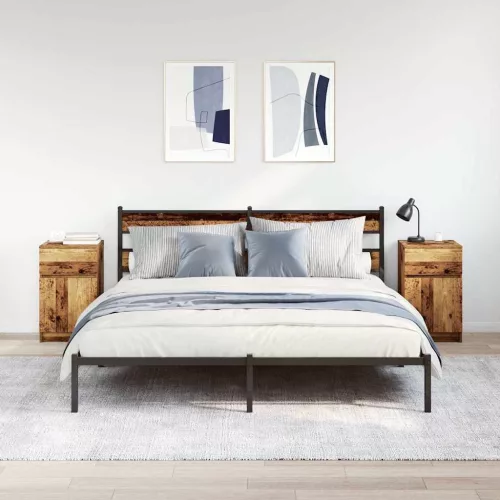  2 db antik fa színű szerelt fa éjjeliszekrény 39x35x65 cm