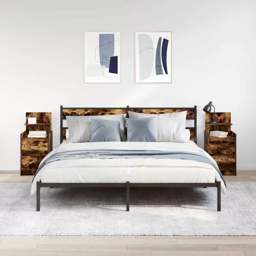  2 db füstös tölgy színű éjjeliszekrények 2 fiókkal 38x34x80 cm