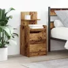 2 db antik fa színű éjjeliszekrények 2 fiókkal 38x34x80 cm
