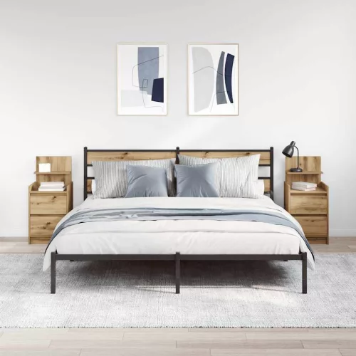  2 db kézműves tölgy éjjeliszekrények 2 fiókkal 38x34x80 cm