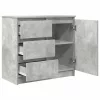  betonszürke szerelt fa tálalószekrény fiókos 71x35x65 cm