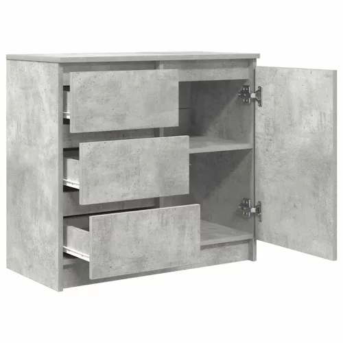  betonszürke szerelt fa tálalószekrény fiókos 71x35x65 cm