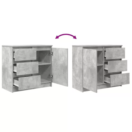  betonszürke szerelt fa tálalószekrény fiókos 71x35x65 cm