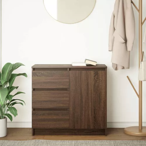  barna tölgy szerelt fa tálalószekrény fiókos 71x35x65 cm