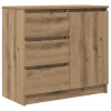  kézműves tölgy szerelt fa tálalószekrény fiókos 71x35x65 cm