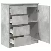  betonszürke szerelt fa tálalószekrény fiókos 71x35x84 cm