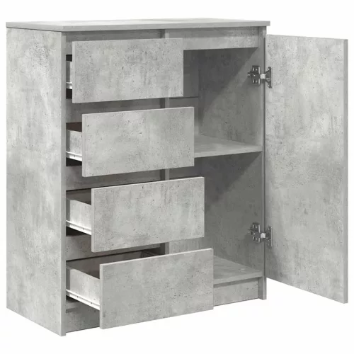  betonszürke szerelt fa tálalószekrény fiókos 71x35x84 cm