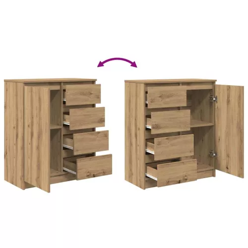  kézműves tölgy szerelt fa tálalószekrény fiókos 71x35x84 cm