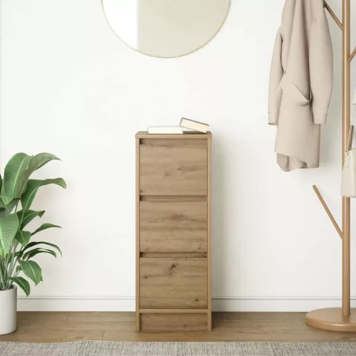  kézműves tölgy színű szerelt fa tálalószekrény 29,5x34x76 cm