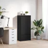  fekete tölgy szerelt fa szekrény fiókkal 55,5x34x119,5 cm