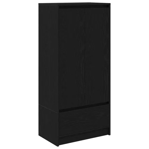  fekete tölgy szerelt fa szekrény fiókkal 55,5x34x119,5 cm