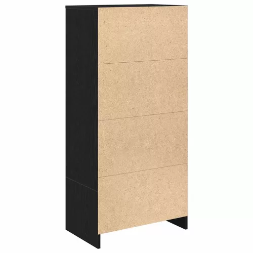  fekete tölgy szerelt fa szekrény fiókkal 55,5x34x119,5 cm