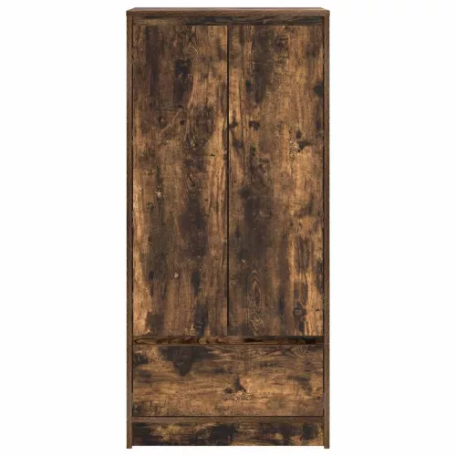  füstös tölgy színű szerelt fa szekrény fiókkal 55,5x34x119,5 cm