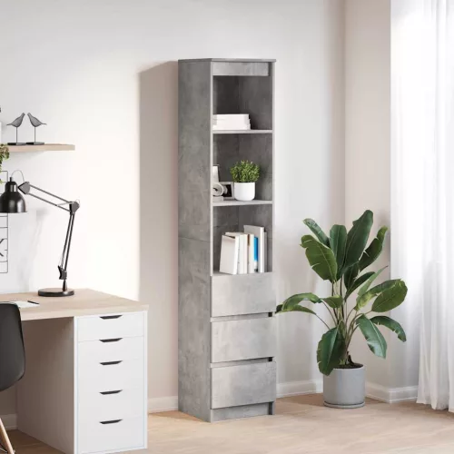  betonszürke szerelt fa magasszekrény 37,5x35x180 cm