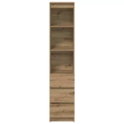  kézműves tölgy színű szerelt fa magasszekrény 37,5x35x180 cm