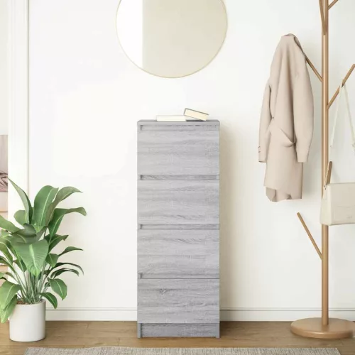  szürke sonoma színű szerelt fa tálalószekrény 37,5x35x99 cm