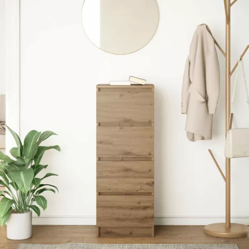  kézműves tölgy színű szerelt fa tálalószekrény 37,5x35x99 cm