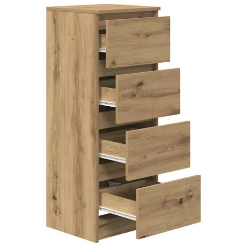  kézműves tölgy színű szerelt fa tálalószekrény 37,5x35x99 cm