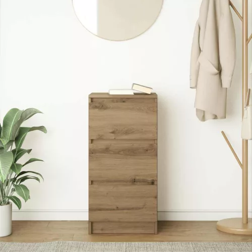  kézműves tölgy színű szerelt fa tálalószekrény 37,5x35x76 cm