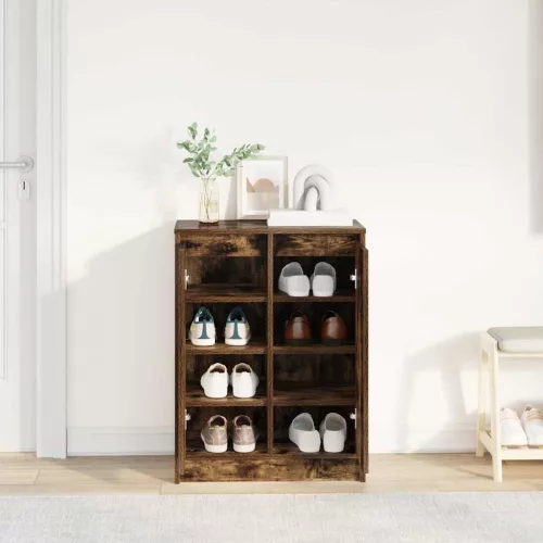  füstös tölgy színű szerelt fa cipőszekrény 57x34x76 cm