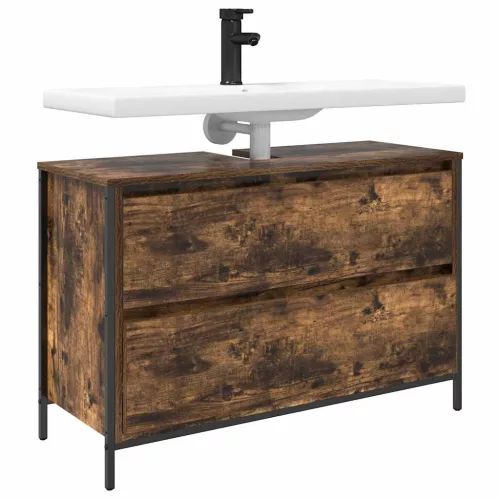  füstös tölgy fürdőszobai mosdószekrény fiókokkal 90x34,5x60 cm