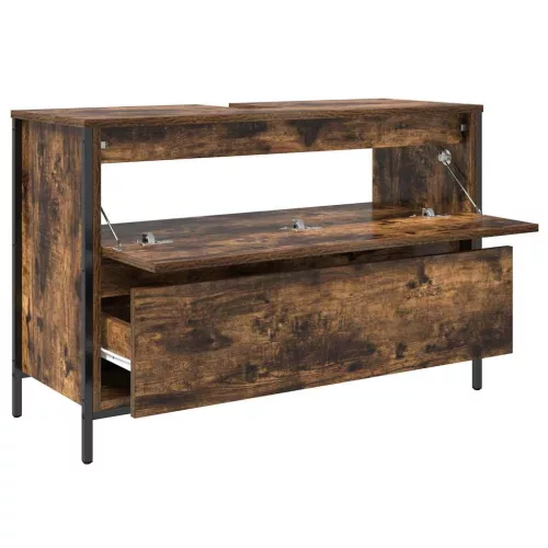  füstös tölgy fürdőszobai mosdószekrény fiókokkal 90x34,5x60 cm