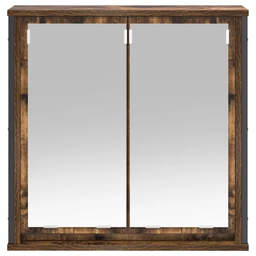  füstölt tölgy fürdőszoba fali szekrény tükörrel 60x21x60 cm