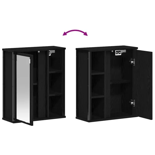  fekete tölgy fürdőszoba fali szekrény tükörrel 50x21x60 cm