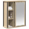  tölgy színű fürdőszoba fali szekrény tükörrel 50x21x60 cm