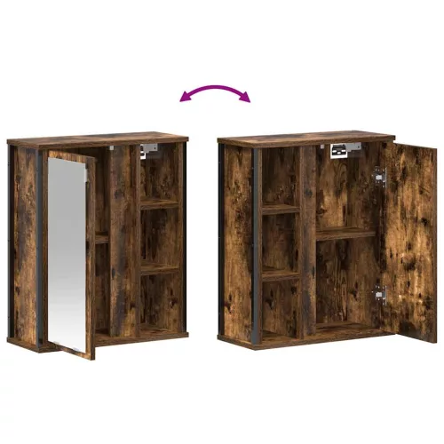  füstölt tölgy fürdőszoba fali szekrény tükörrel 50x21x60 cm