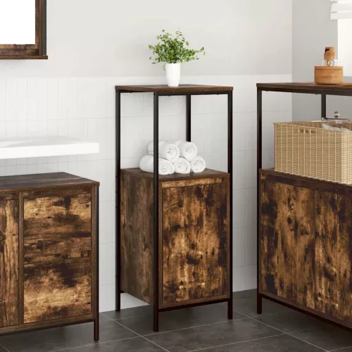  füstölt tölgy fürdőszobaszekrény polcokkal 36x35x95 cm