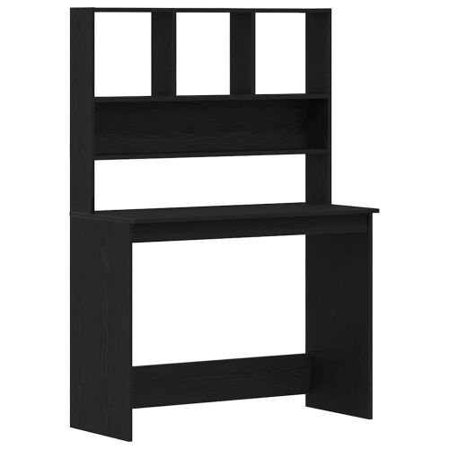  fekete tölgy szerelt fa íróasztal polcokkal 102 x 45 x 148 cm