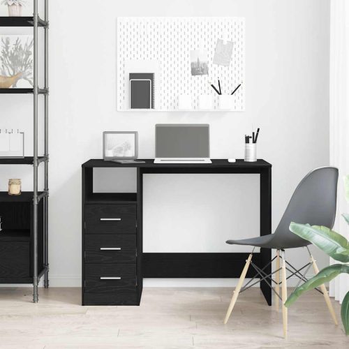  fekete tölgy szerelt fa íróasztal fiókokkal 102 x 50 x 76 cm