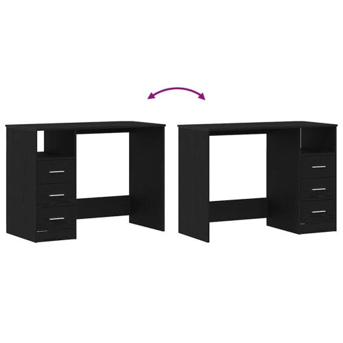  fekete tölgy szerelt fa íróasztal fiókokkal 102 x 50 x 76 cm