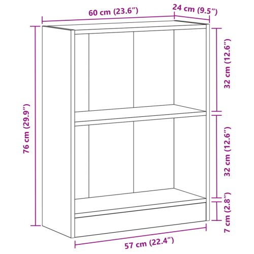  Könyvespolc Fekete 60x24x76 cm Műanyag