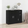  fekete tölgy színű szerelt fa tálalószekrény 91x29,5x75 cm
