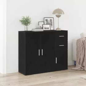    fekete tölgy színű szerelt fa tálalószekrény 91x29,5x75 cm