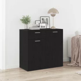  fekete tölgy forgácslap tálalószekrény 80 x 36 x 75 cm